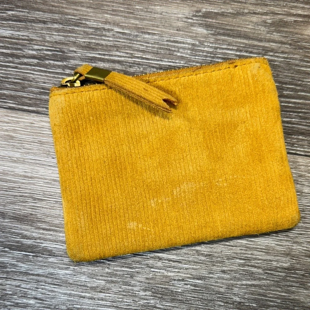 Madewell Yellow Corduroy Zipper coin Pouch